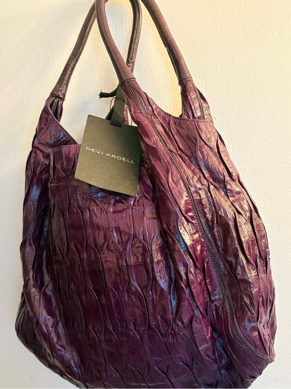 Purple Leather Hobo Tote